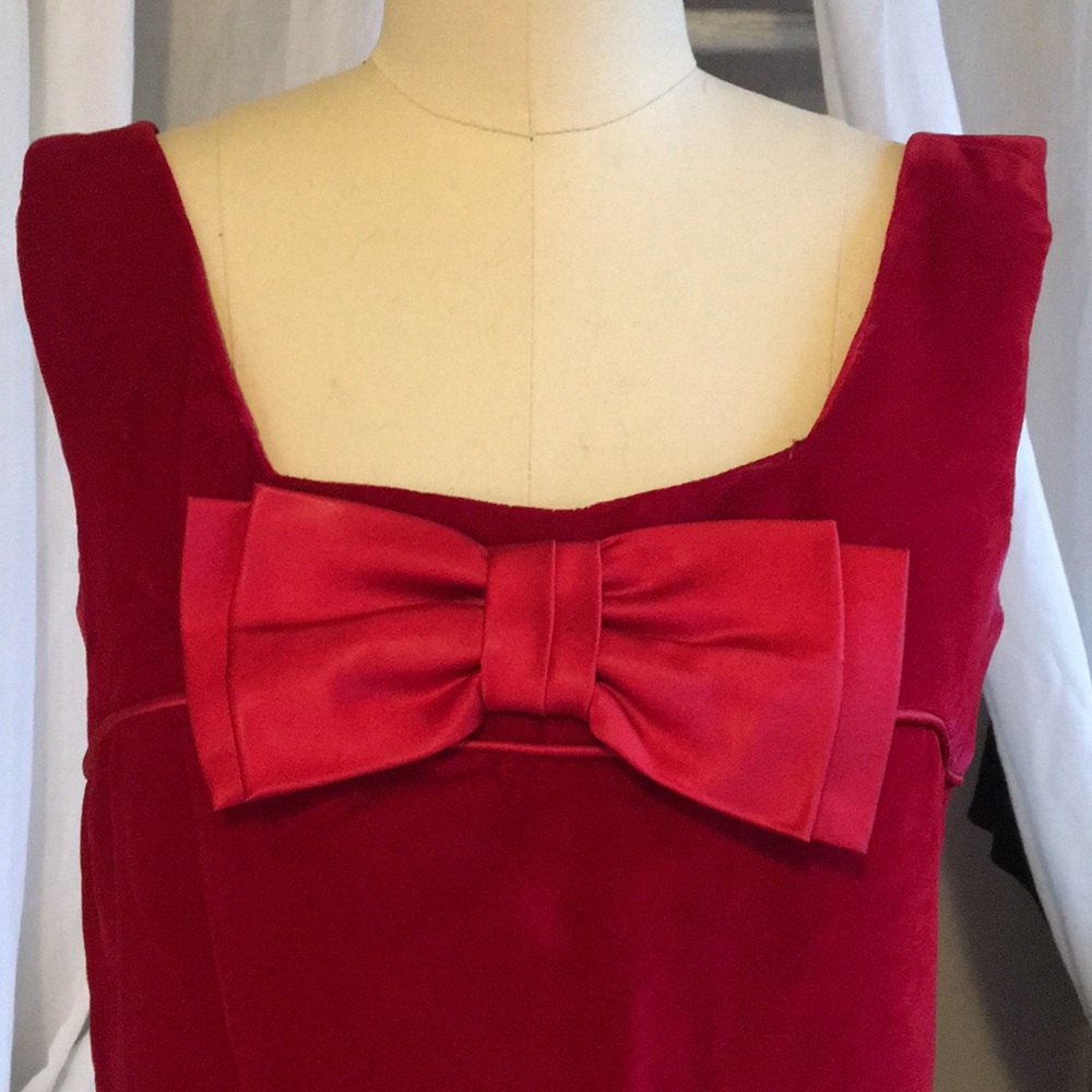 Vintage Red Velvet Mini Bow Dress